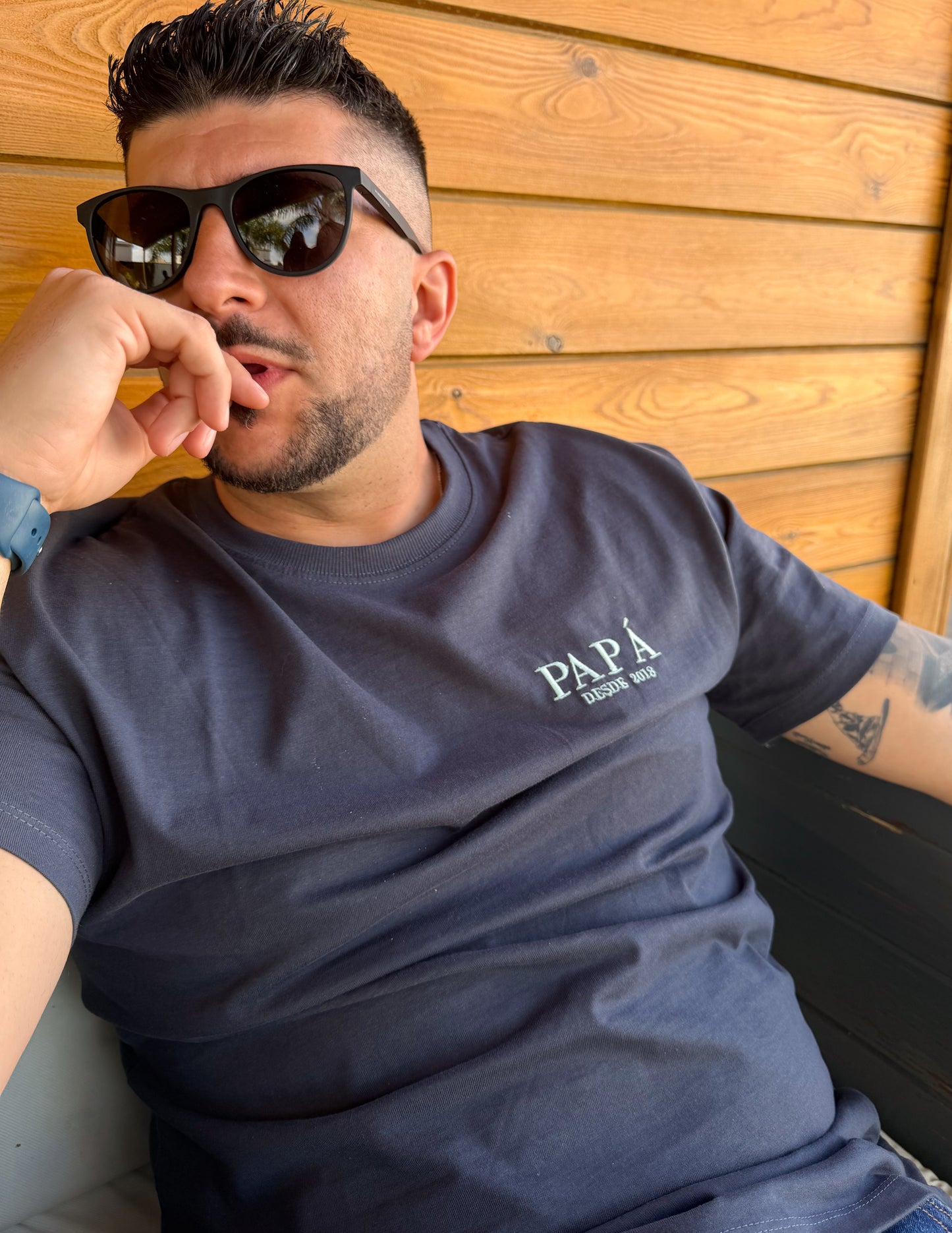 Camiseta Día del Padre con fecha personalizada bordada - Papá desde