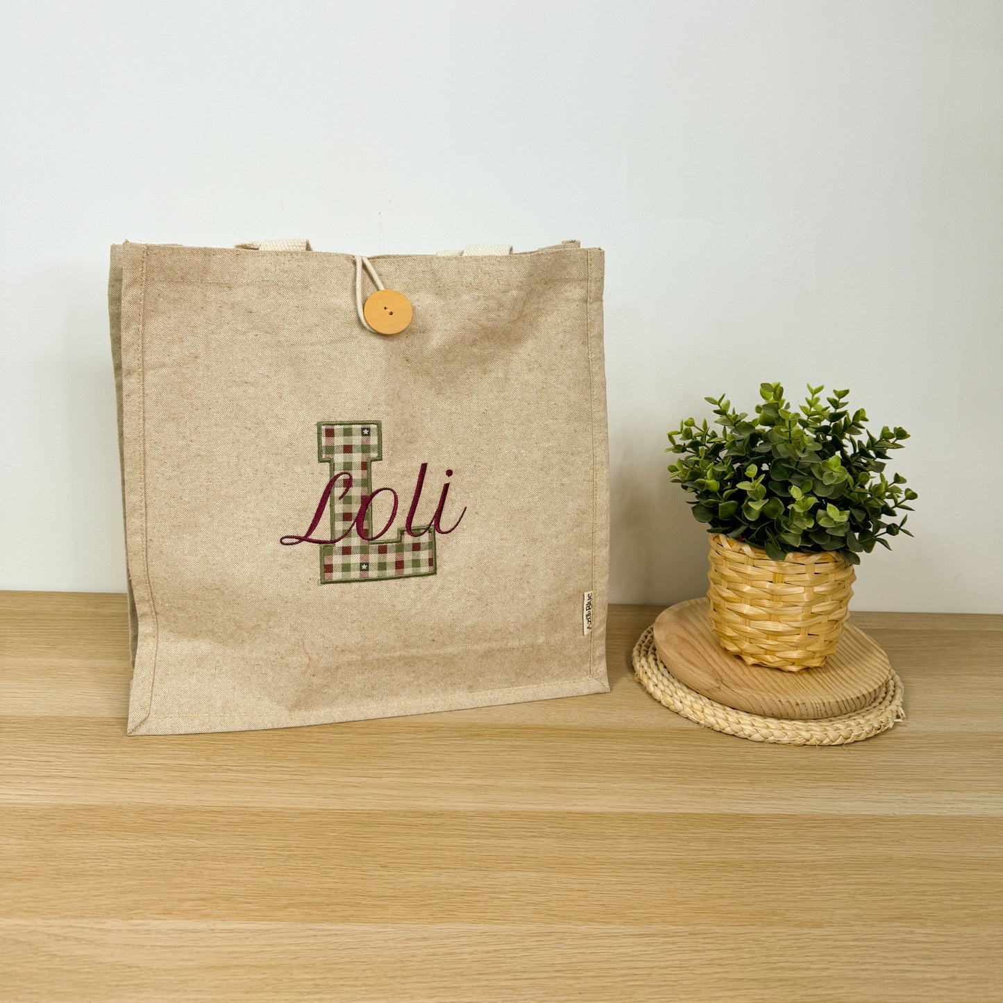 Bolsa botón inicial vichy invernal