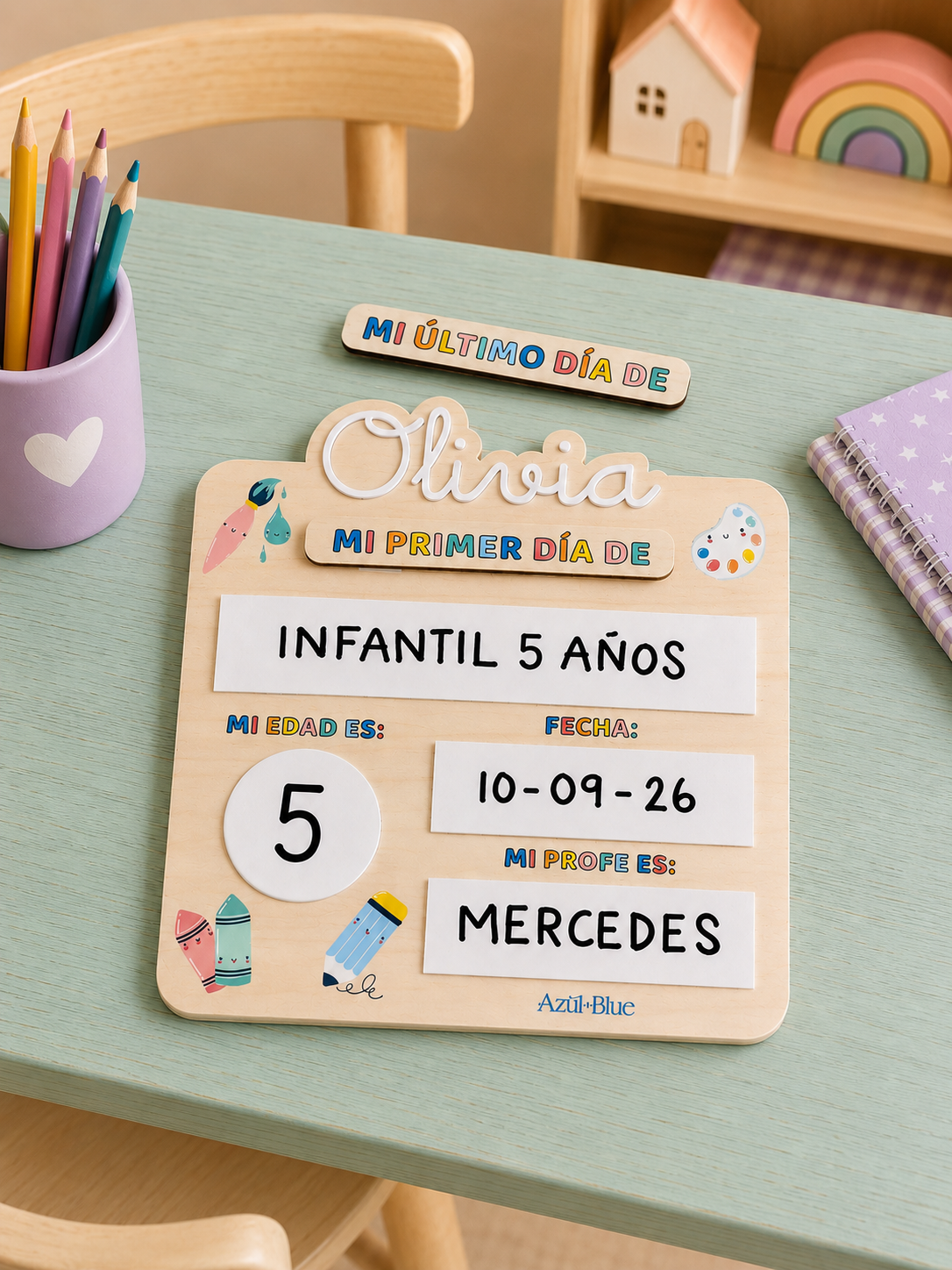 Placa Primer/ Último día de Cole - Personalizada