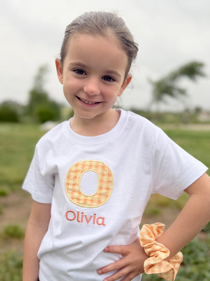 Camiseta Infantil Inicial Vichy - Bordado personalizado