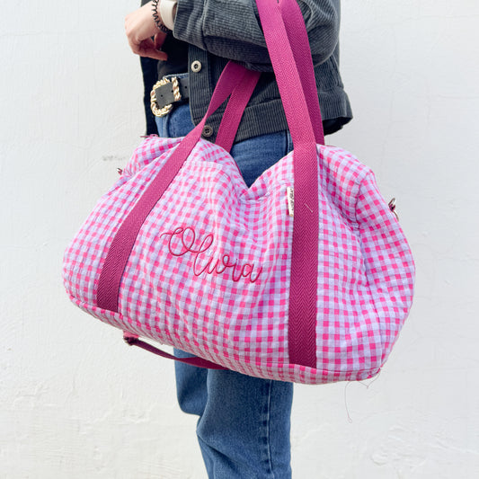 Bolsa de viaje Vichy Malva Personalizada