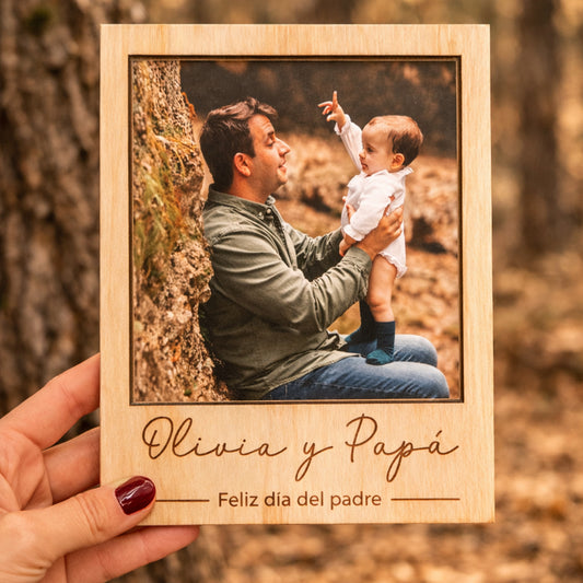 Marco de madera personalizado estilo Polaroid - Especial Día del Padre