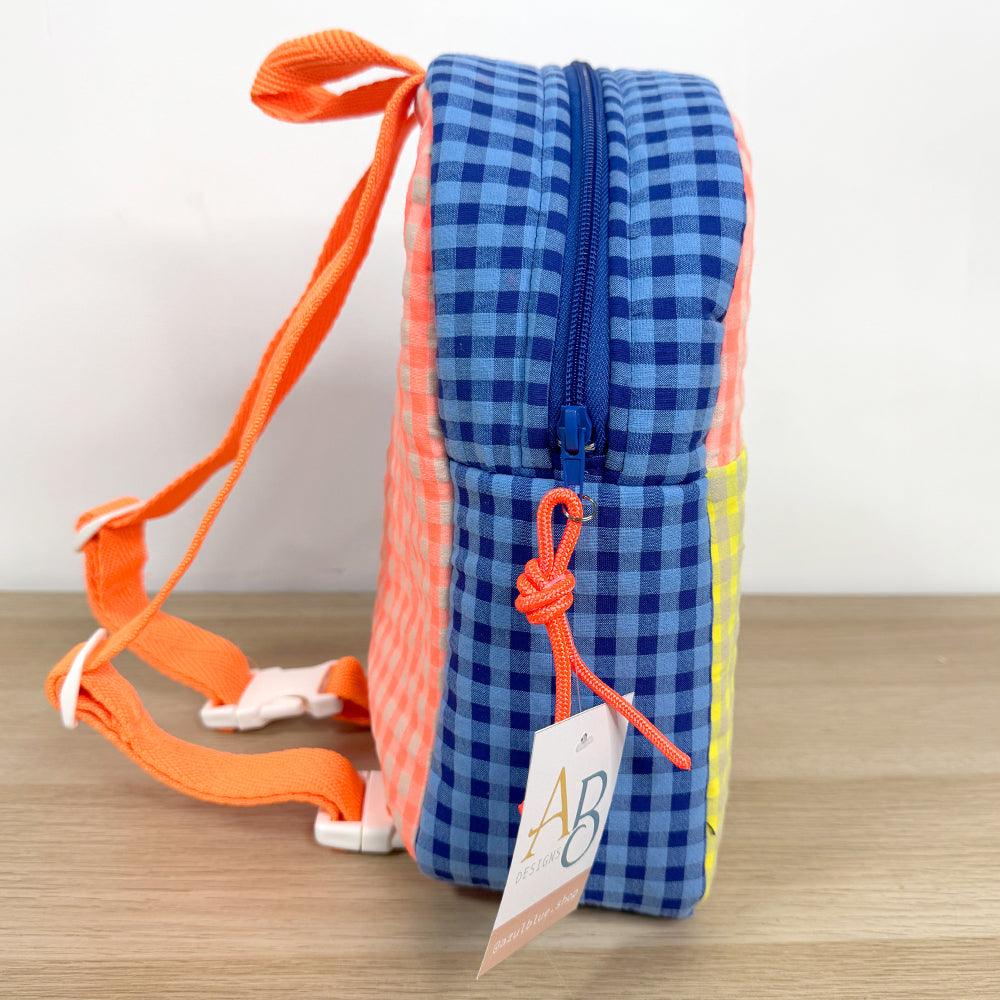 Mochila Infantil Vichy Tricolor Personalizada