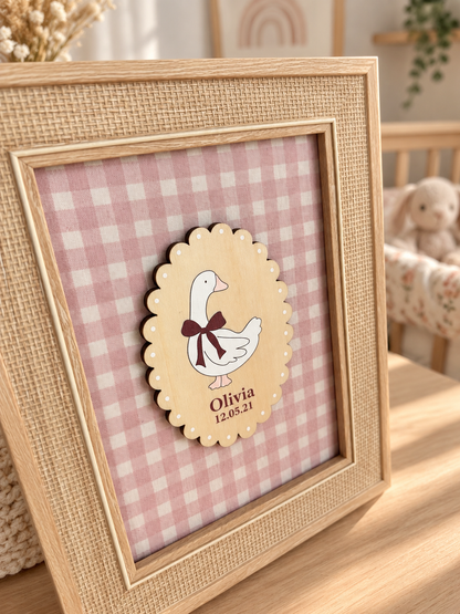 Cuadro Infantil Oca Madera Personalizado - Coquette Vichy