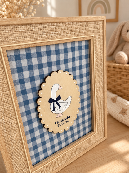 Cuadro Infantil Oca Madera Personalizado - Coquette Vichy