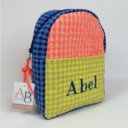 Mochila Infantil Vichy Tricolor Personalizada